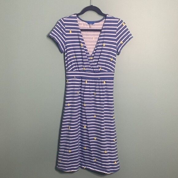 Joules Blue Striped Dress Pear Print Jude Jersey Wrap - Picture 3 of 9